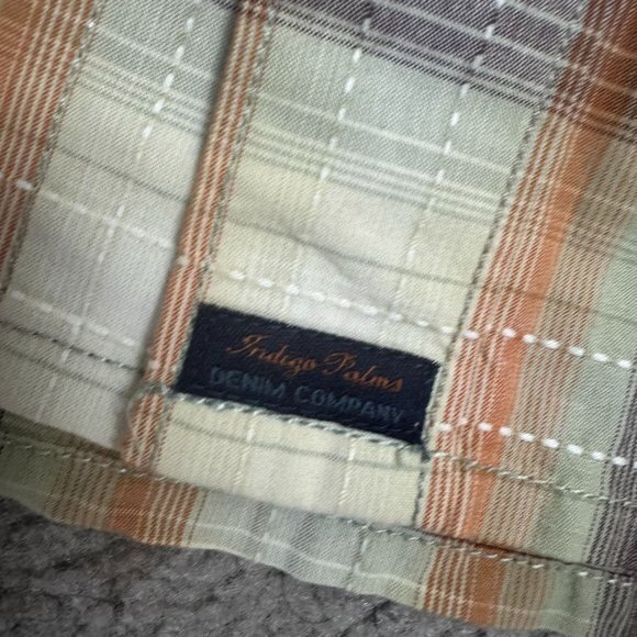 Tommy Bahama Indigo Palms Mens Size Small Tan Rust LS 100% Cotton Western Shirt - Picture 6 of 7